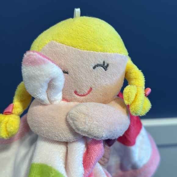 Carters Lovey Security Blanket Girl Doll Plush Blonde Pigtails Polka Dots 2012 - Picture 3 of 6